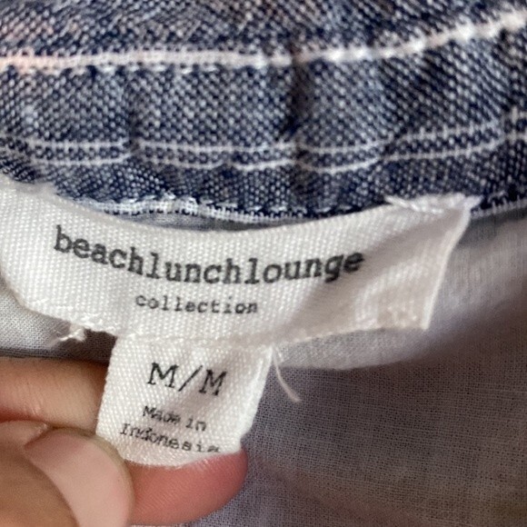 Beach lunch lounge linen button down shirt tank dress cottage coastal lagen M - Picture 11 of 12